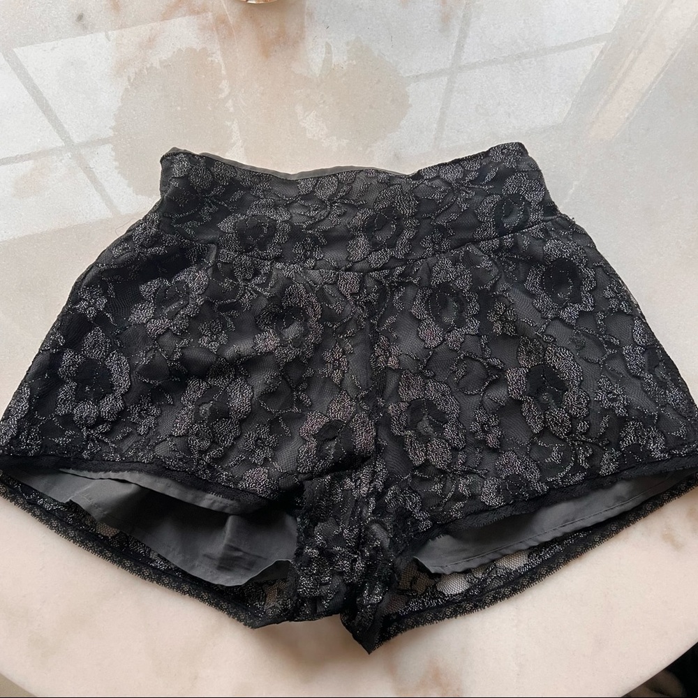 Urban Outfitters High Waisted Lace Shimmer Shorts